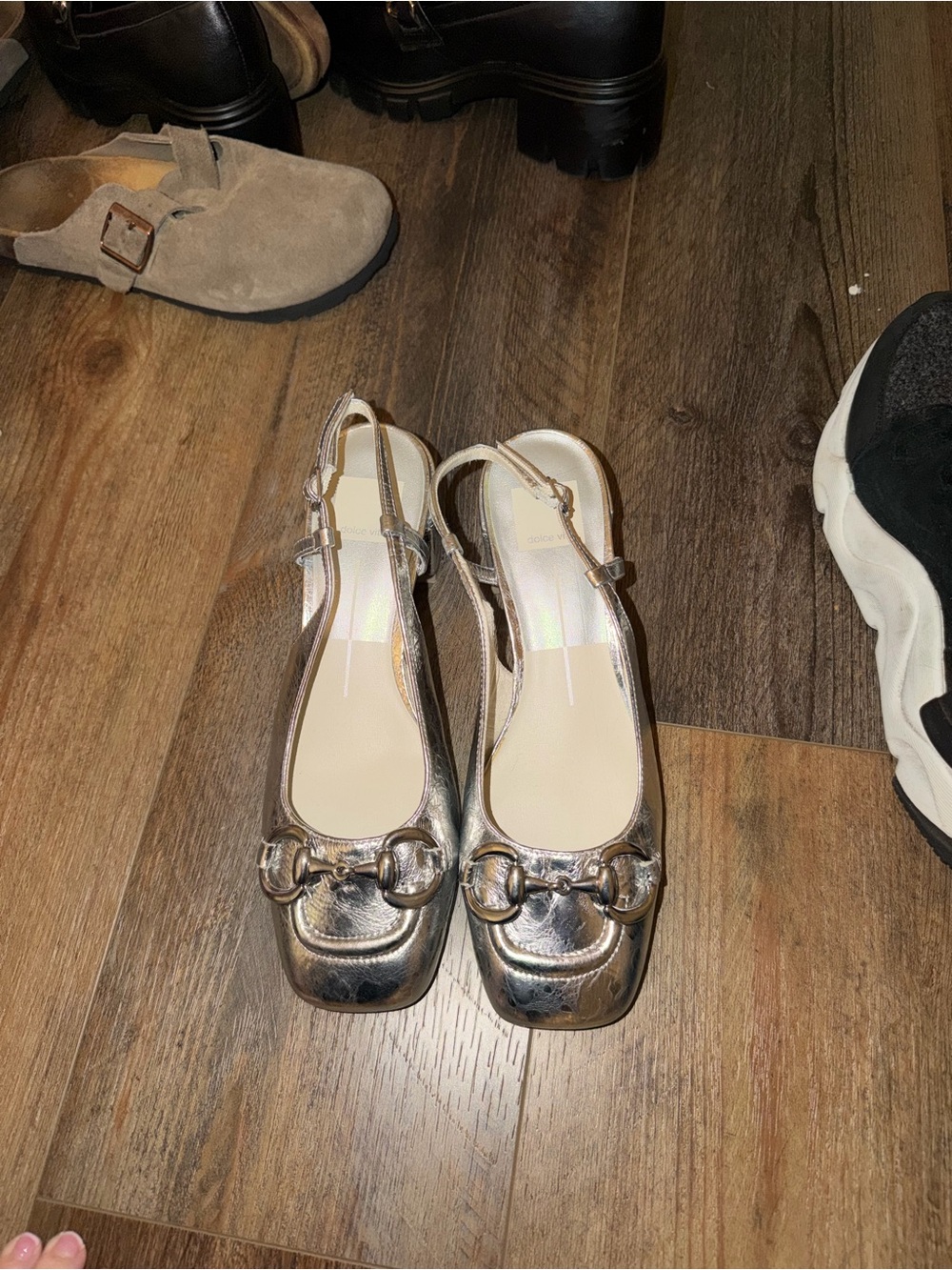 Dolce Vita Metallic Gold Slingback Loafers with Horsebit